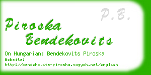 piroska bendekovits business card